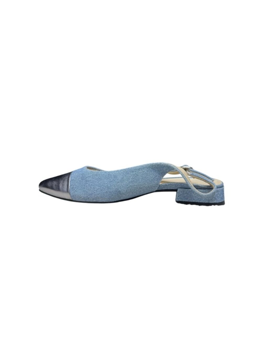 NWOB $389 Paul Green Ynez Slingback Shoes Denim/Metallic Pointed Cap Toe US 6 - Picture 3 of 9